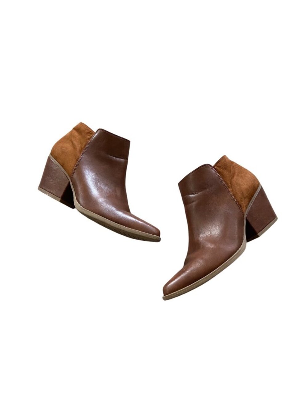 Centro Point Leather and Suede Ankle Cowboy Booties Brown Size 8 Western Boho